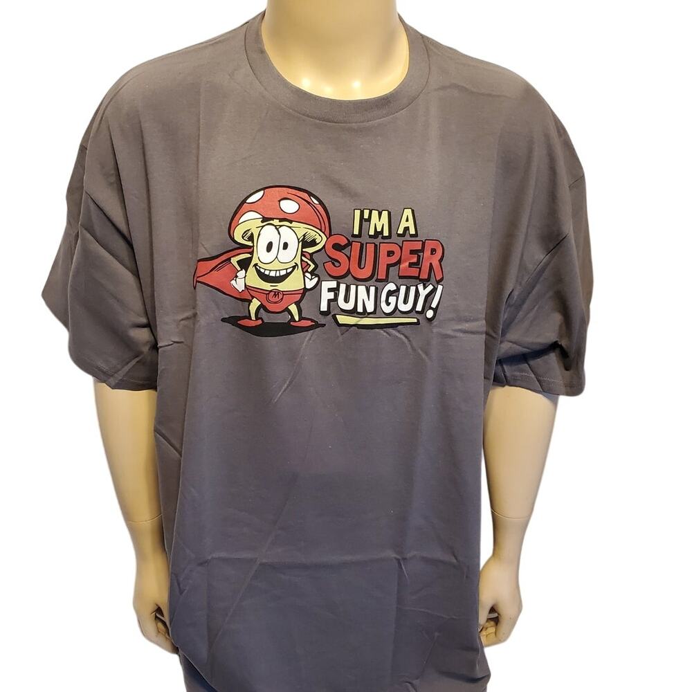 DOM Super Fun Guy Mushroom Gray Graphic T-Shirt Men's 2XL Unisex NWT